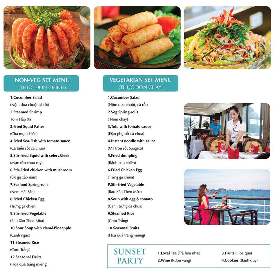 Menu du thuyền Harmony Hạ Long